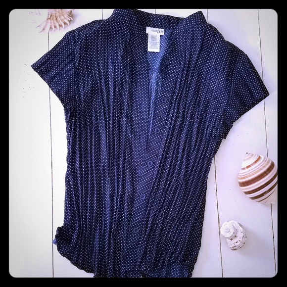 Sailor Blue Polka Dot Dress Blouse - Picture 1 of 4